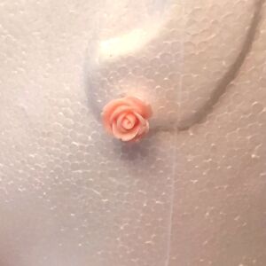 Pink Blooming Rose Stud Earrings